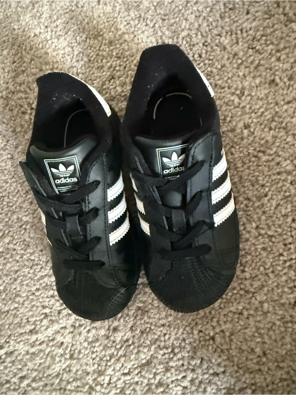 adidas Kids Black Sneakers with White Three-Stripes